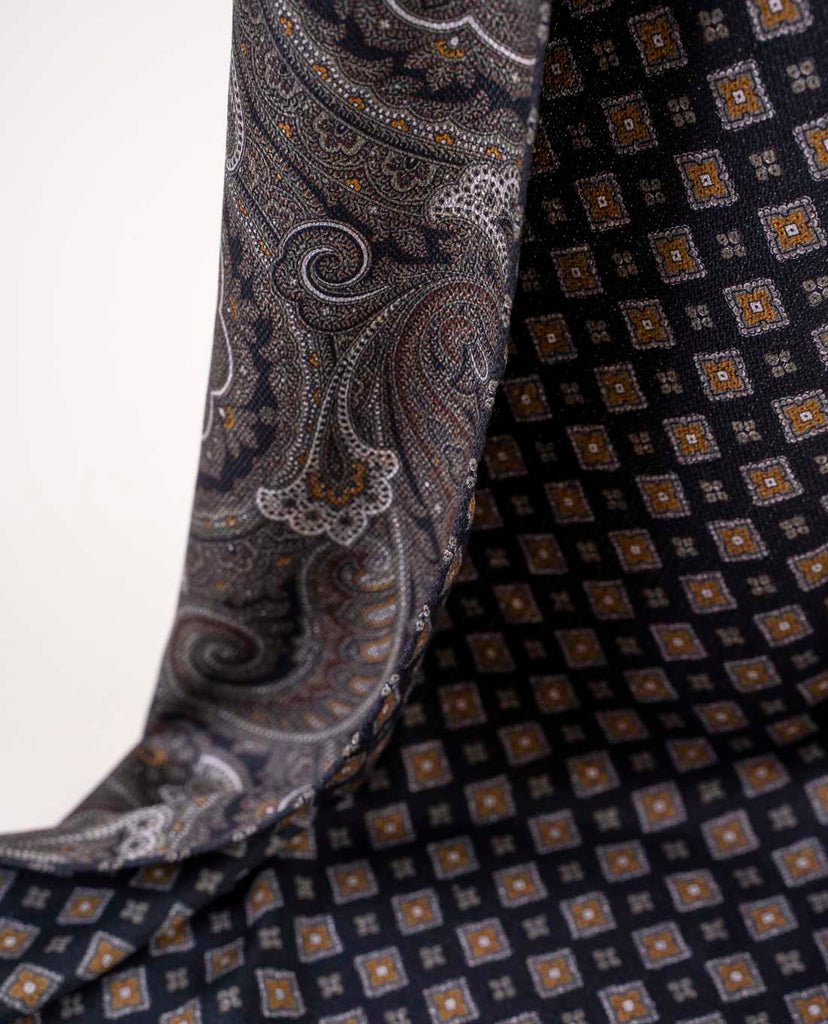 black reversible silk scarf printed with dots for men paolo albizzati