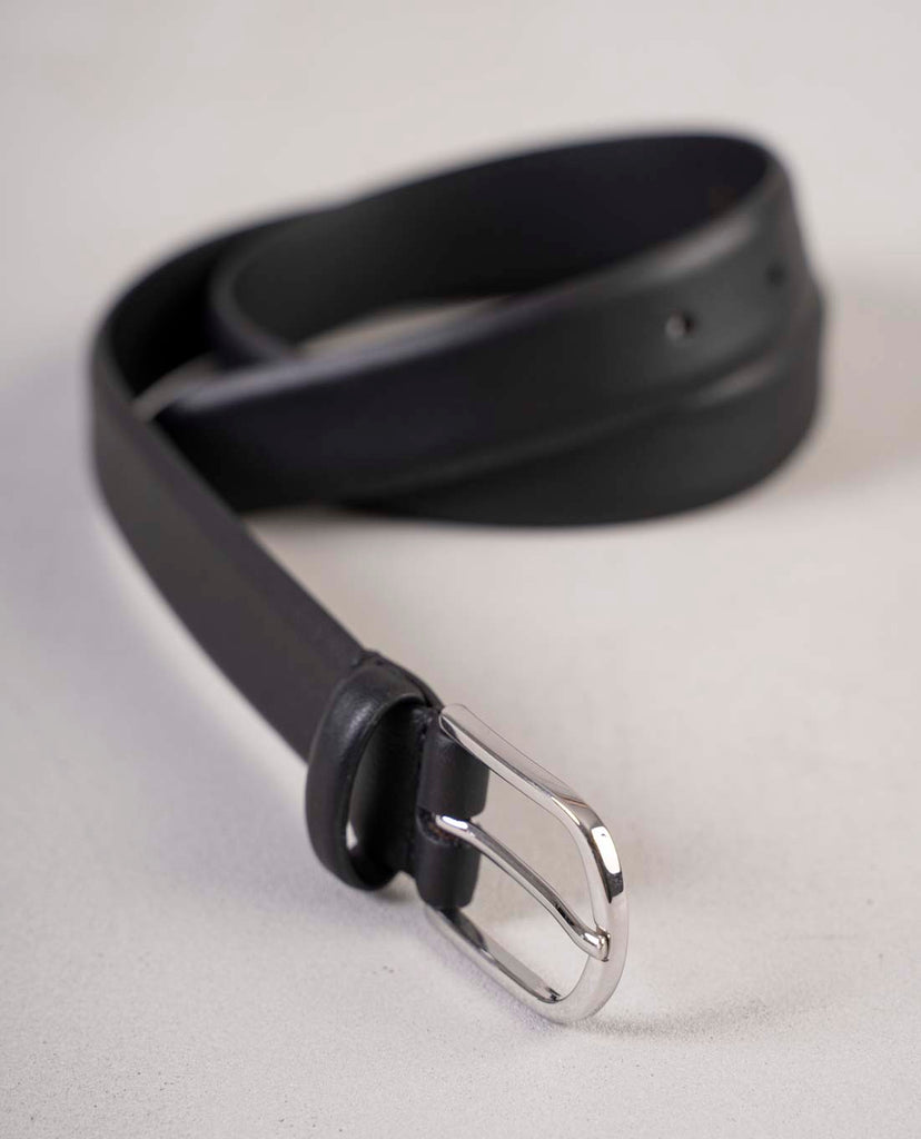 black smooth leather belt paolo albizzati