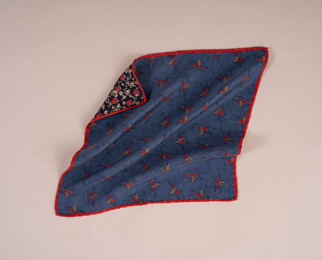 blue italian print silk foulard paolo albizzati 