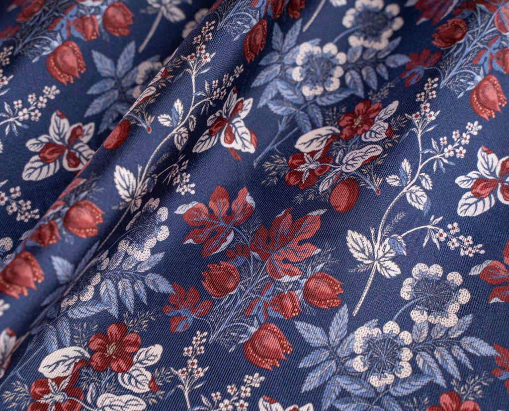 blue floral twill silk foulard paolo albizzati
