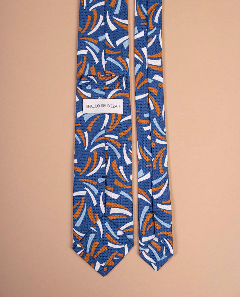 blue printed jacquard silk tie paolo albizzati 
