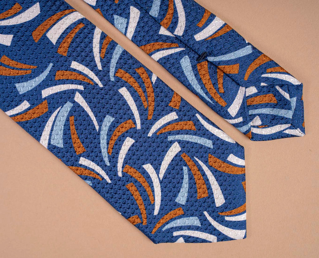blue textured jacquard silk tie paolo albizzati 