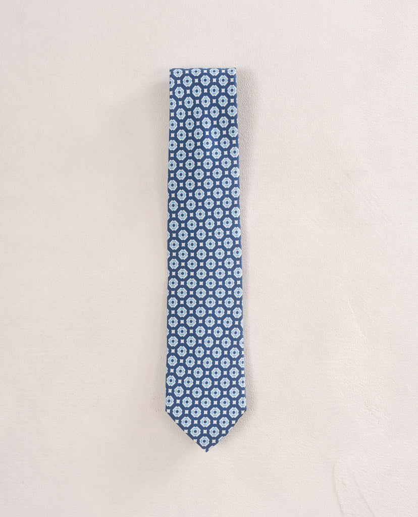 blue and white silk tie for man paolo albizzati