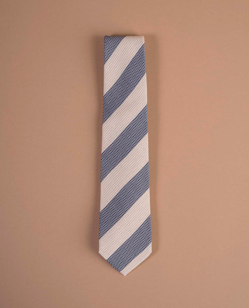 blue white striped grenadine tie paolo albizzati 