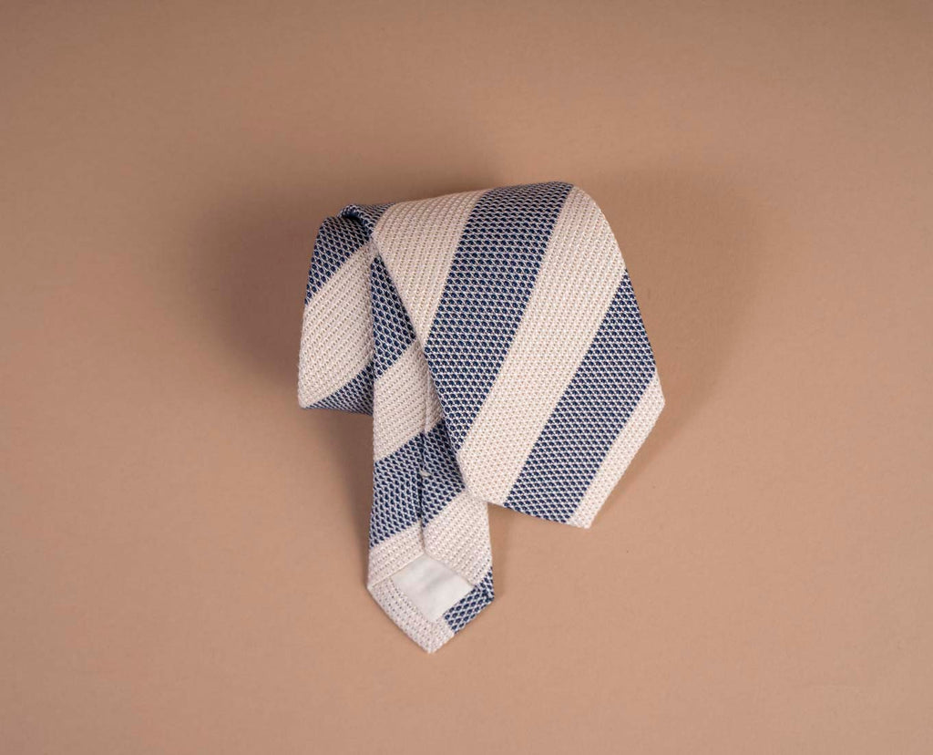 blue white grenadine silk tie paolo albizzati 