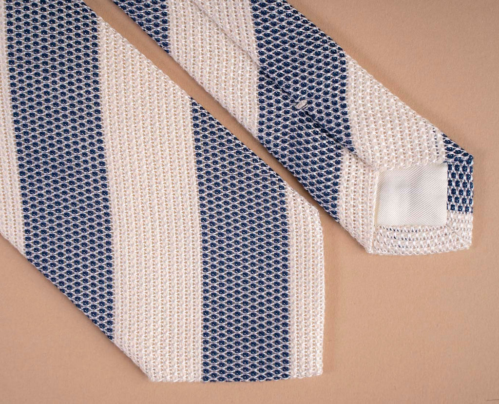 cravatta bianca blu righe seta paolo albizzati 