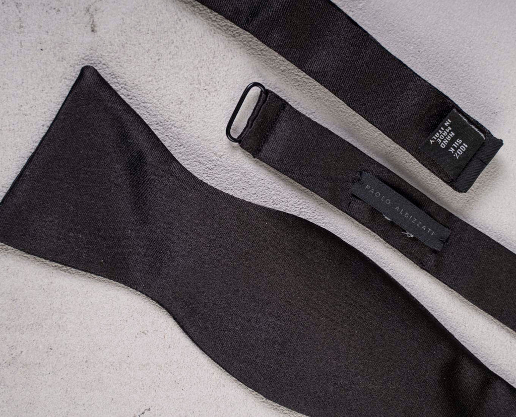 black silk open bow tie paolo albizzati