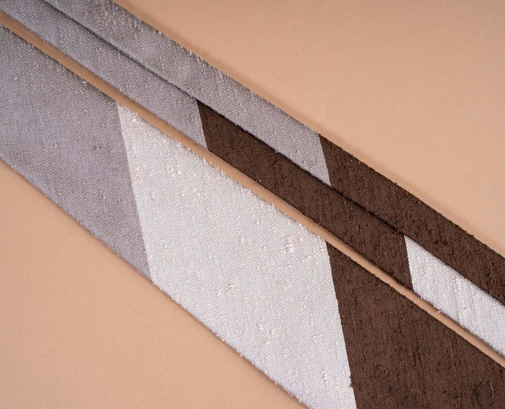 brown grey white shantung tie paolo albizzati 
