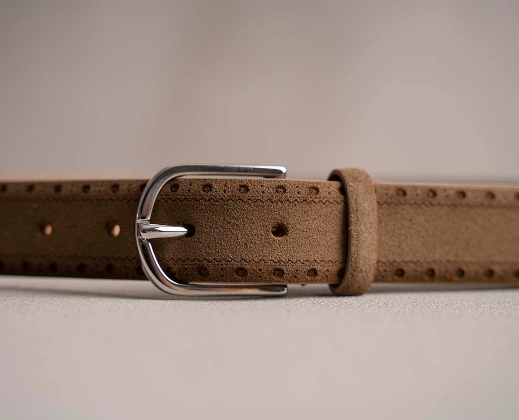 brown men suede leather belt paolo albizzati