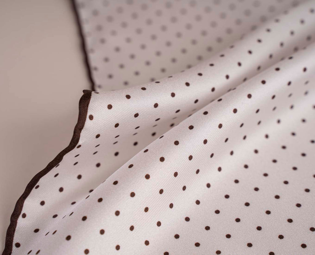 brown dots silk pocket square paolo albizzati 