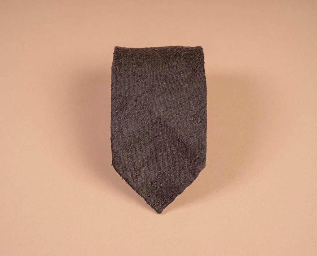 brown solid woven silk tie paolo albizzati 