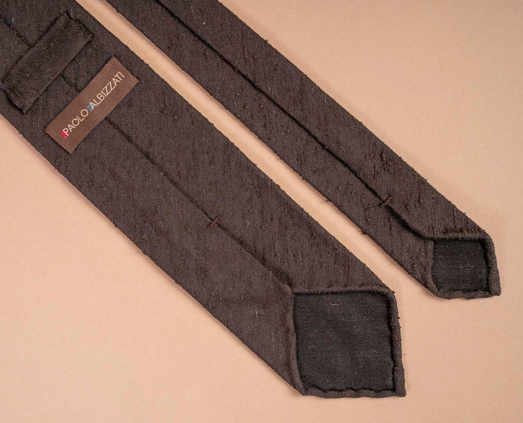 cravatta marrone shantung paolo albizzati 