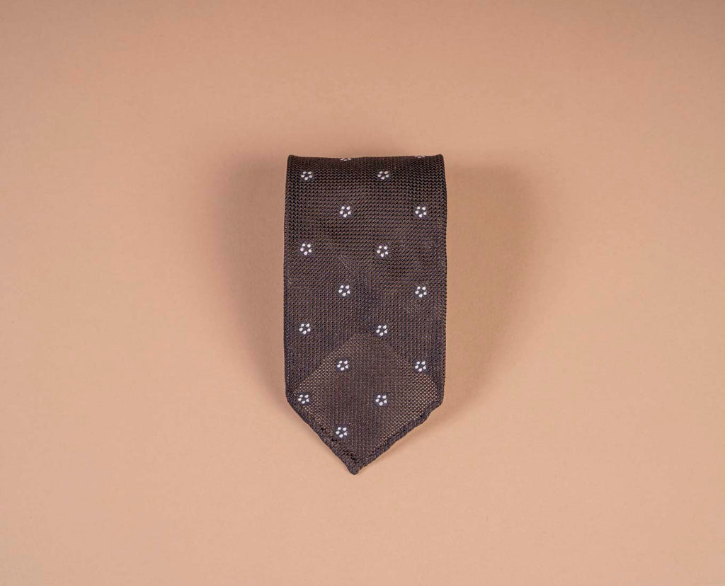 brown floral grandine silk tie paolo albizzati 