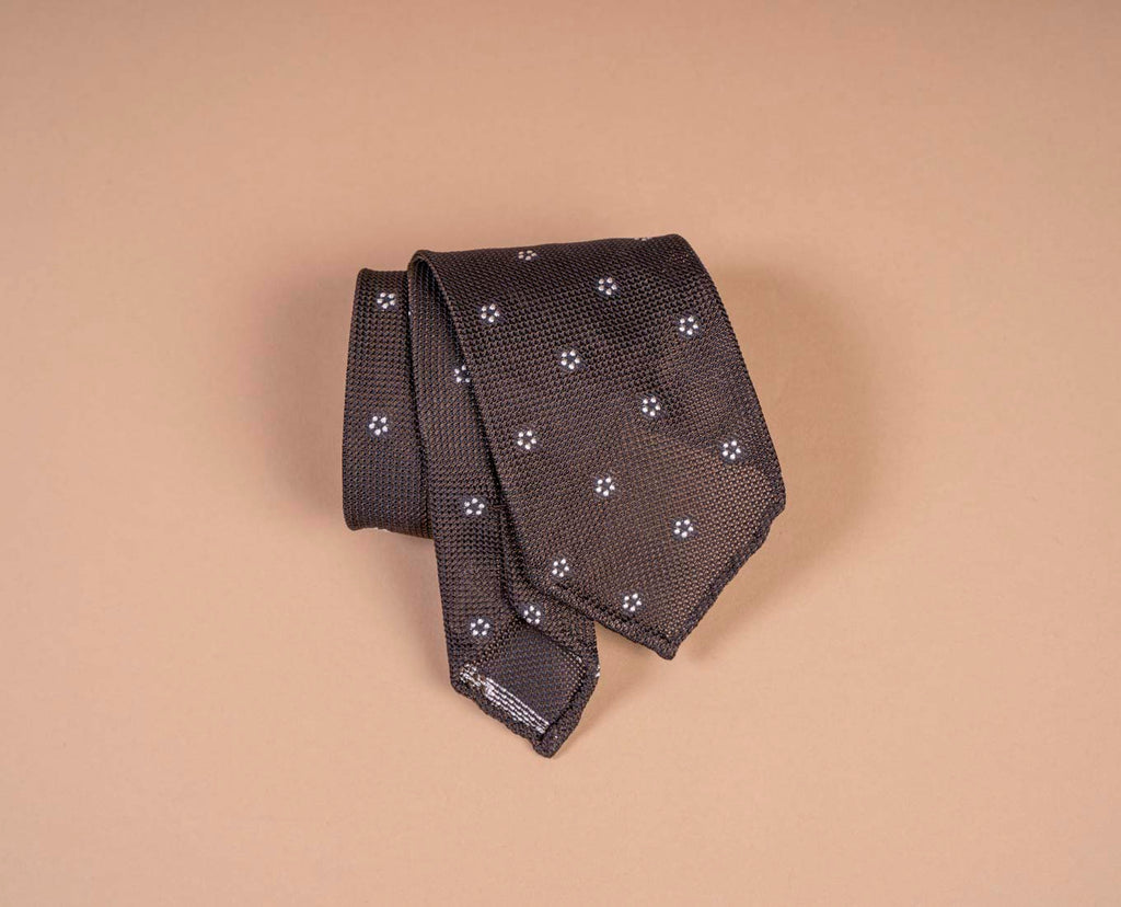 brown men grenadine silk tie paolo albizzati 