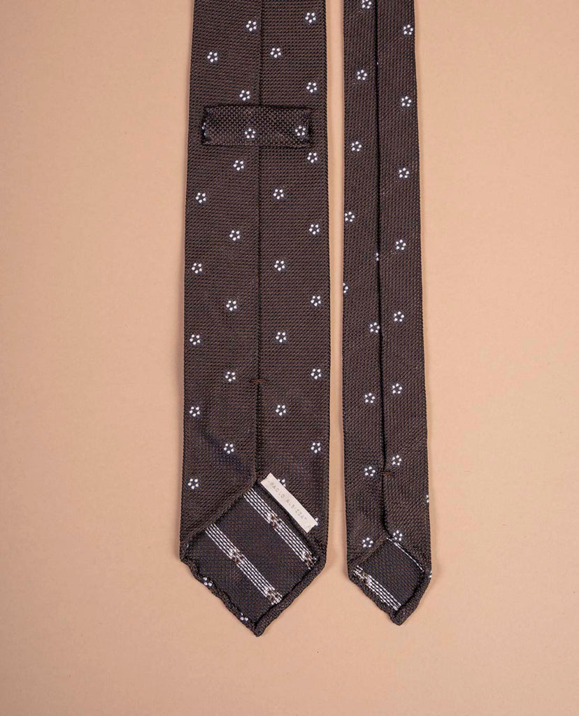 brown flower motif silk tie paolo albizzati 