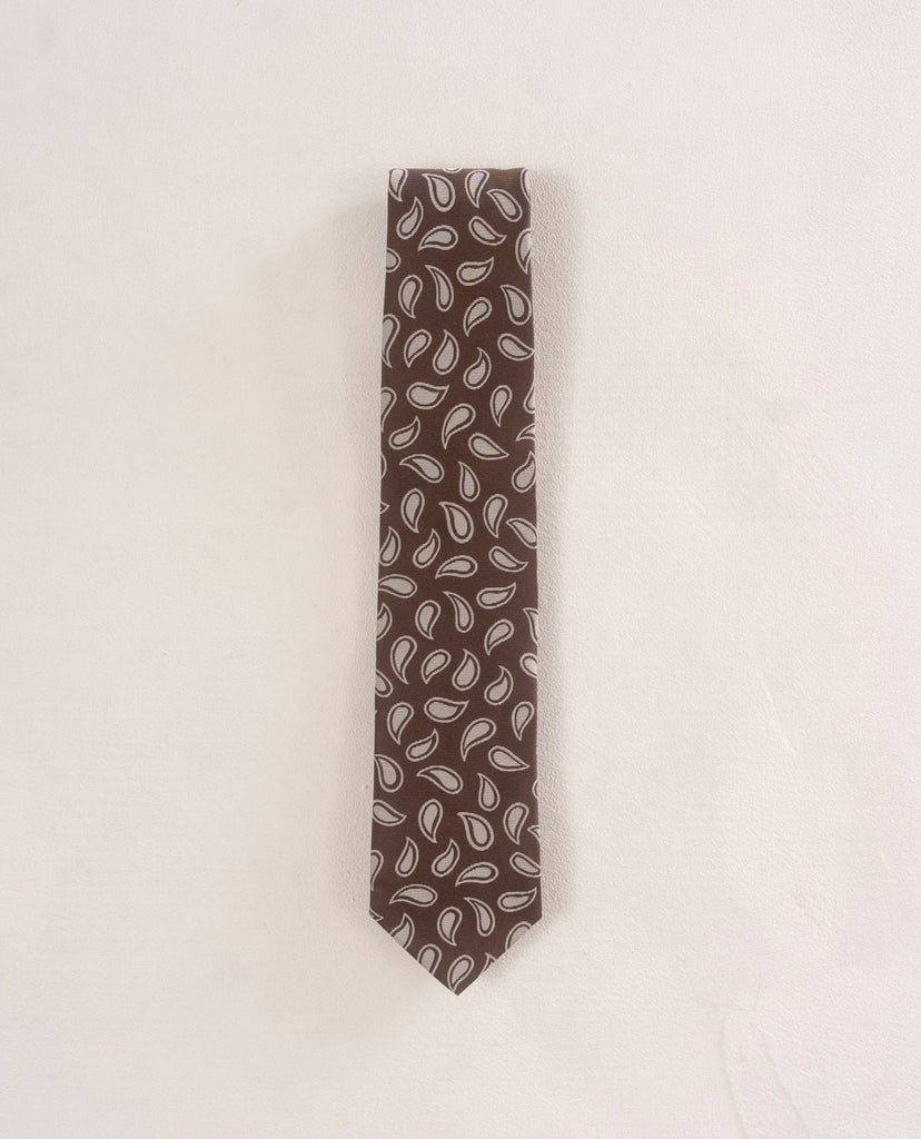 brown and white silk tie for man paolo albizzati