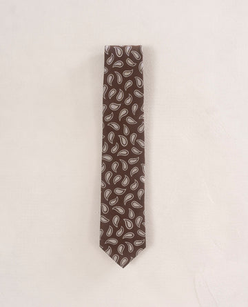 brown and white silk tie for man paolo albizzati