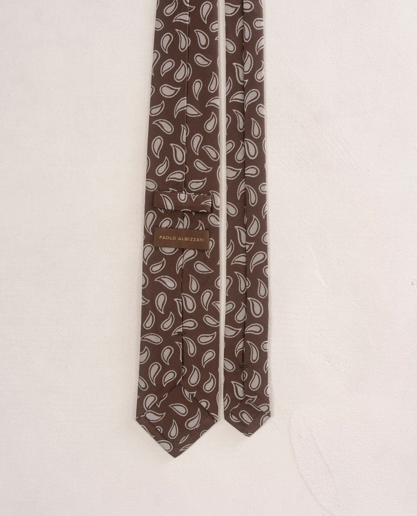 brown and white silk tie for man paolo albizzati