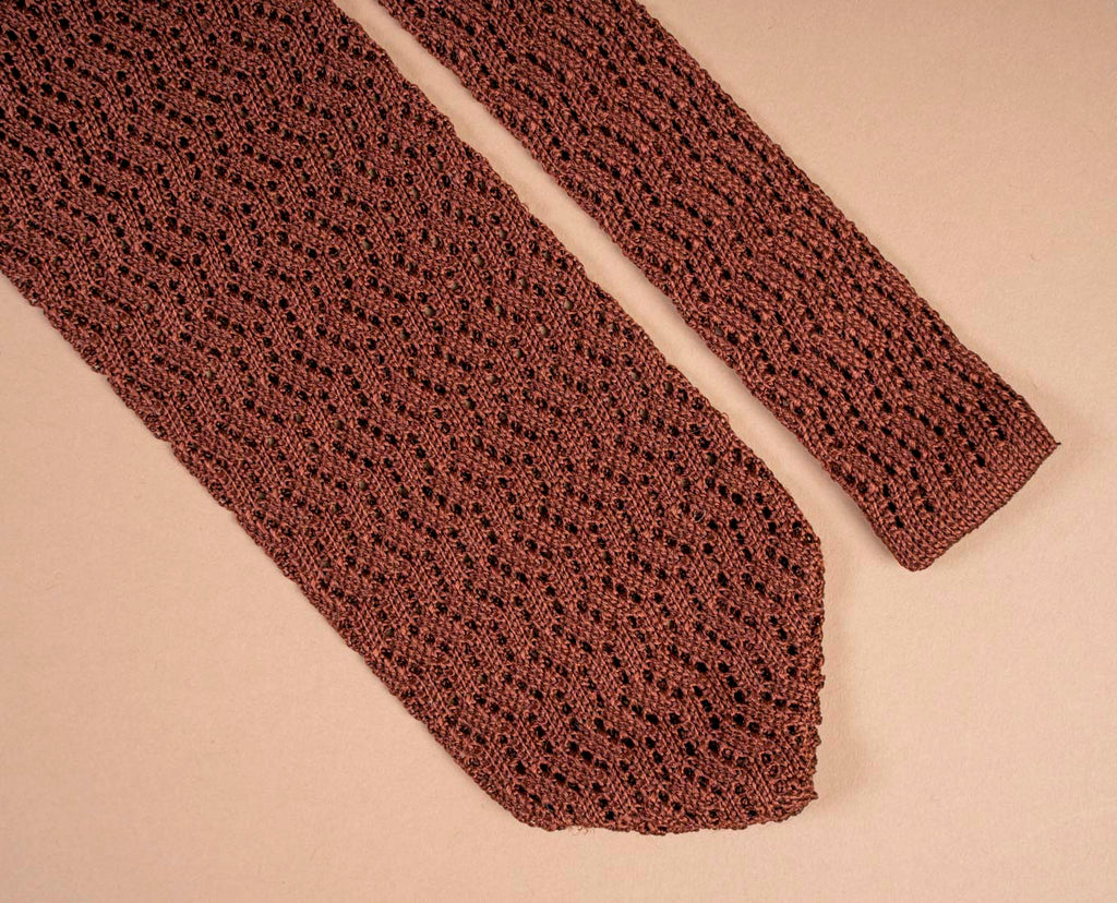 red knitted silk tie paolo albizzati 