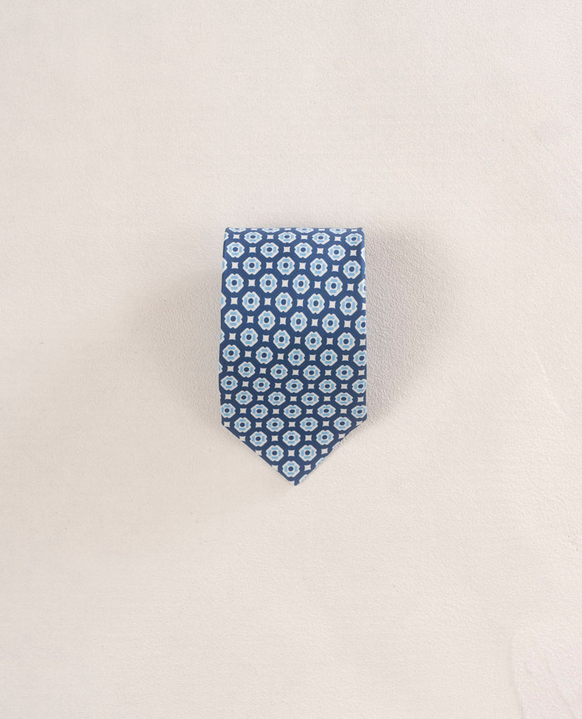 cravatta blu e bianco in seta per uomo paolo albizzati