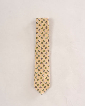 cravatta gialla in seta con stampa medaglione per uomo paolo albizzati