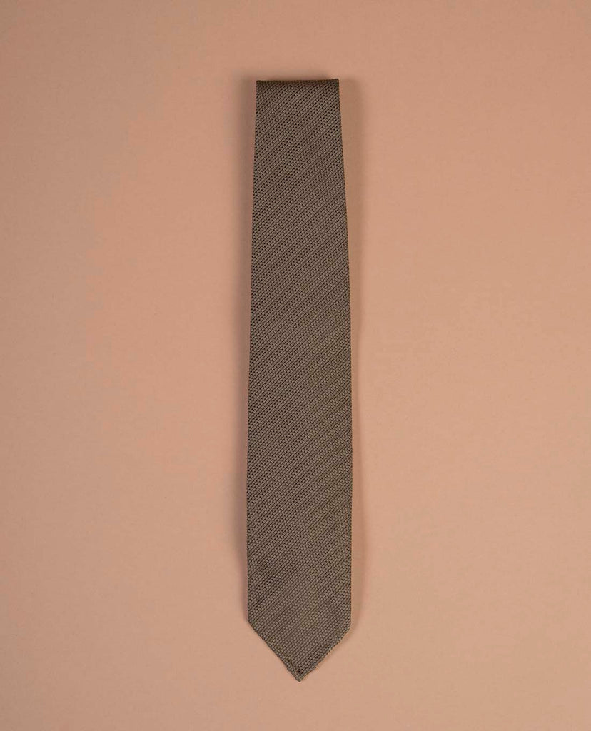 khaki green grenadine silk tie paolo albizzati 