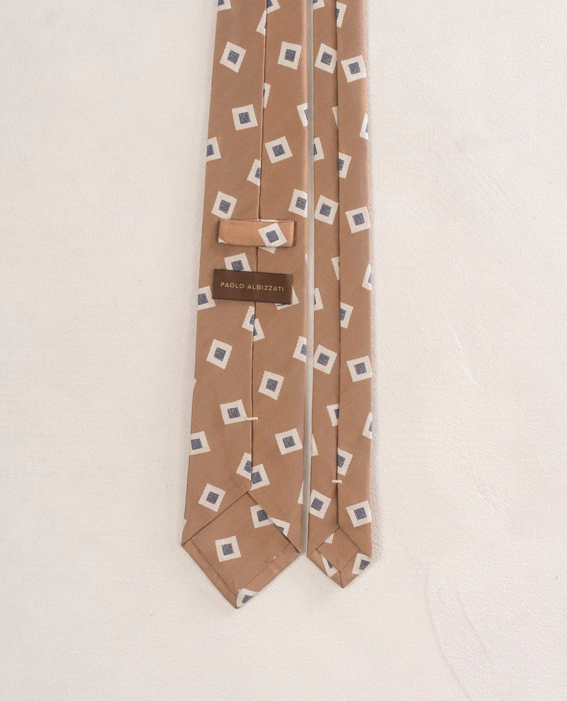 cravatta marrone chiaro a quadretti per uomo paolo albizzati