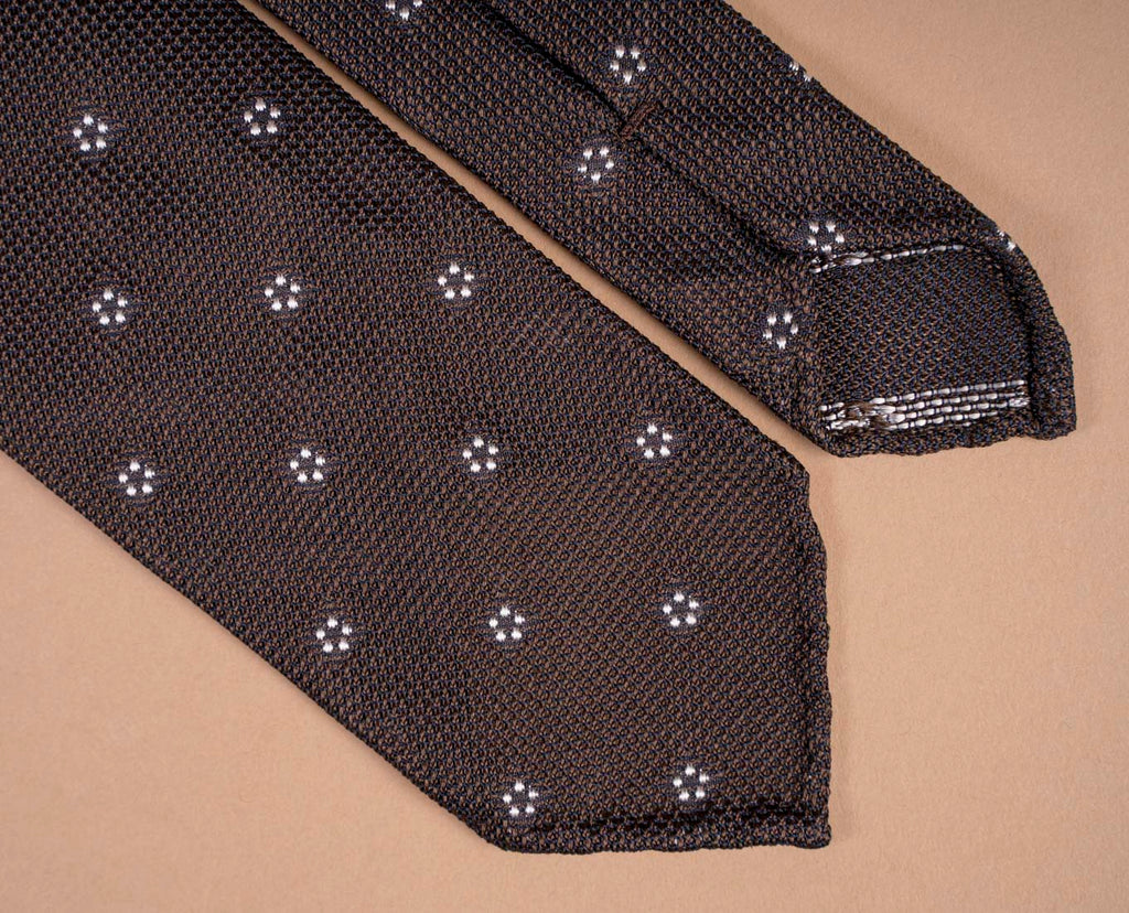 cravatta marrone floreale seta paolo albizzati 