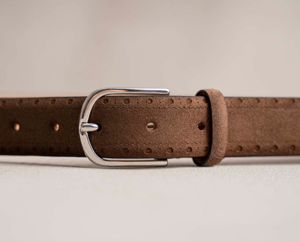 dark brown sude leather belt paolo albizzati