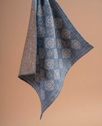 blue medallion pocket square paolo albizzati