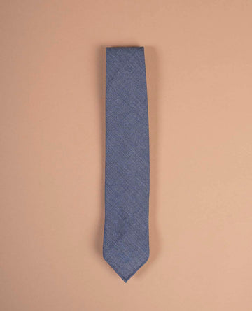 denim blue linen tie paolo albizzati
