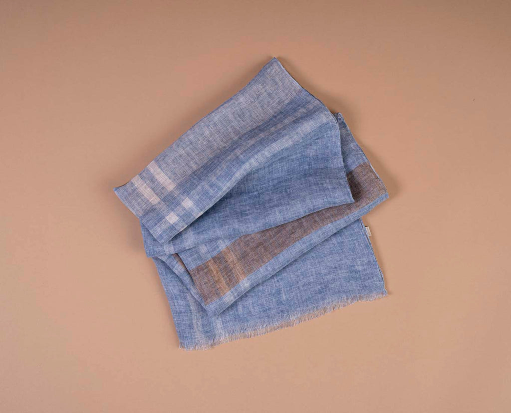 sciarpa blu quadretti lino uomo paolo albizzati 