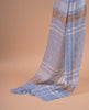 Linen Scarf - Denim Blue Maxi Check Print