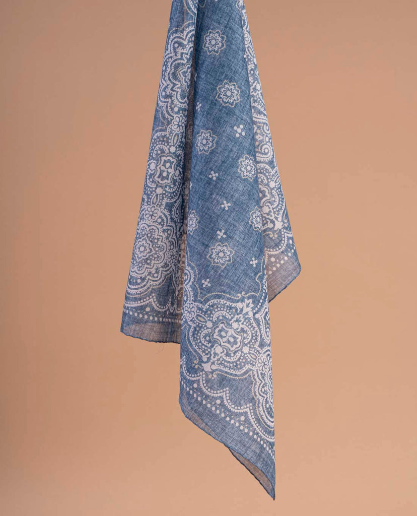 denim blue paisley bandana paolo albizzati