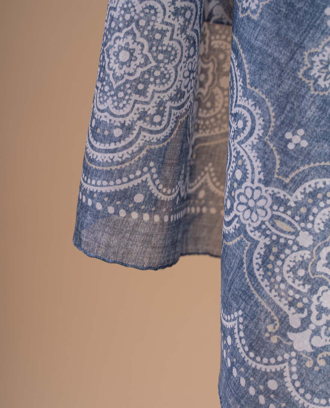 Denim Blue Paisley Print Cotton Bandana | Paolo Albizzati