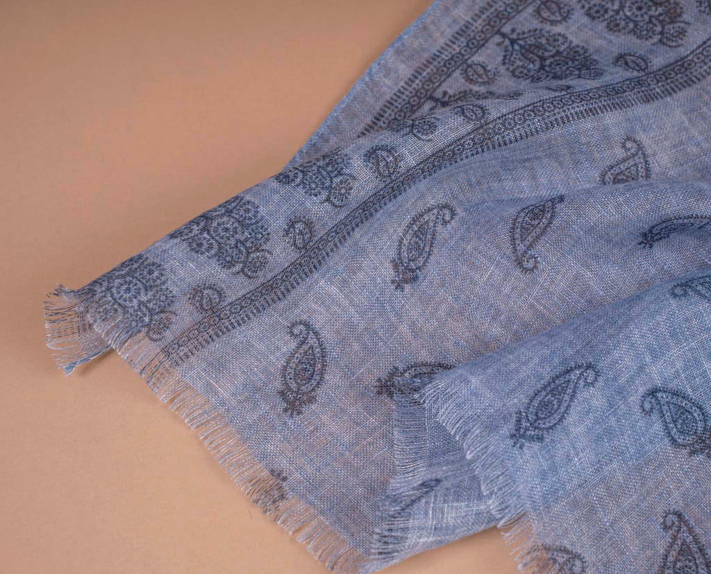 sciarpa lino uomo blu denim paolo albizzati 