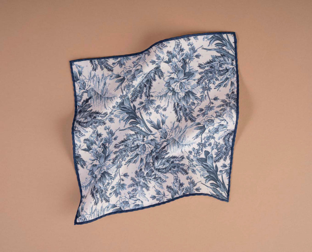 navy blue floral pocket square paolo albizzati