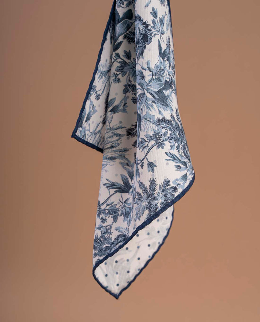 blue floral silk pocket square paolo albizzati