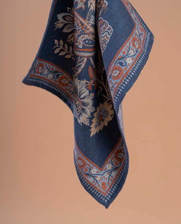navy blue silk cotton foulard paolo albizzati