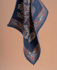 Reversible Silk Cotton Pocket Square - Navy Blue Foulard Print