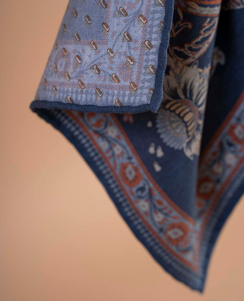 navy silk cotton printed foulard paolo albizzati