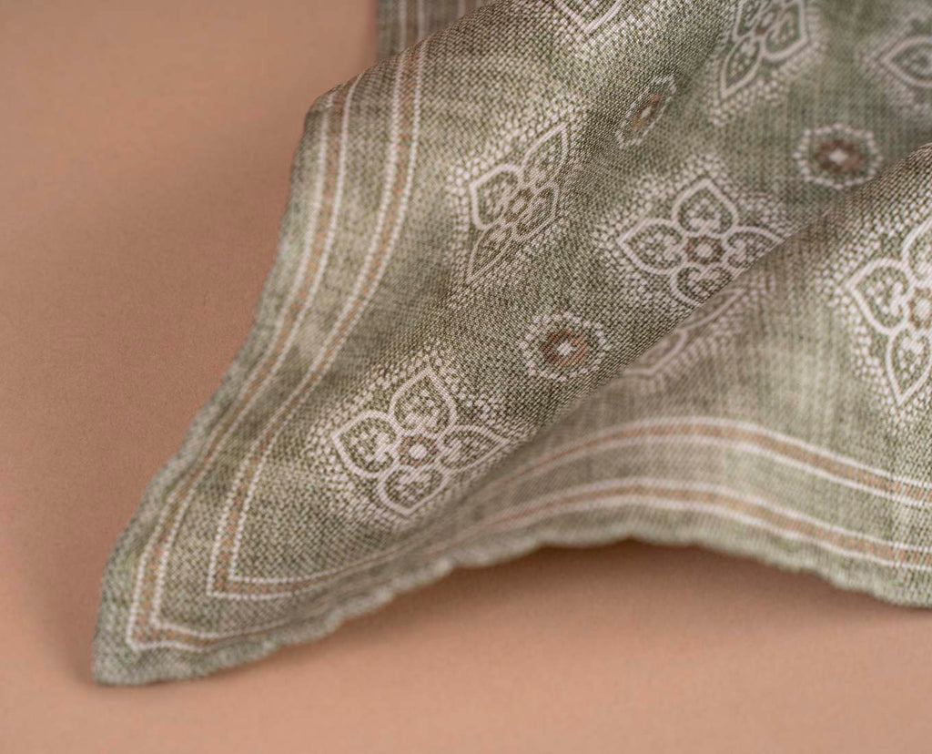 green medallion pocket square paolo albizzati