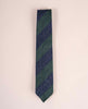 Shantung Silk Tie - Green and Navy Blue Stripes