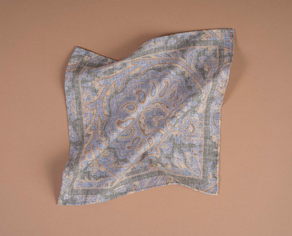 green paisley silk pocket square paolo albizzati
