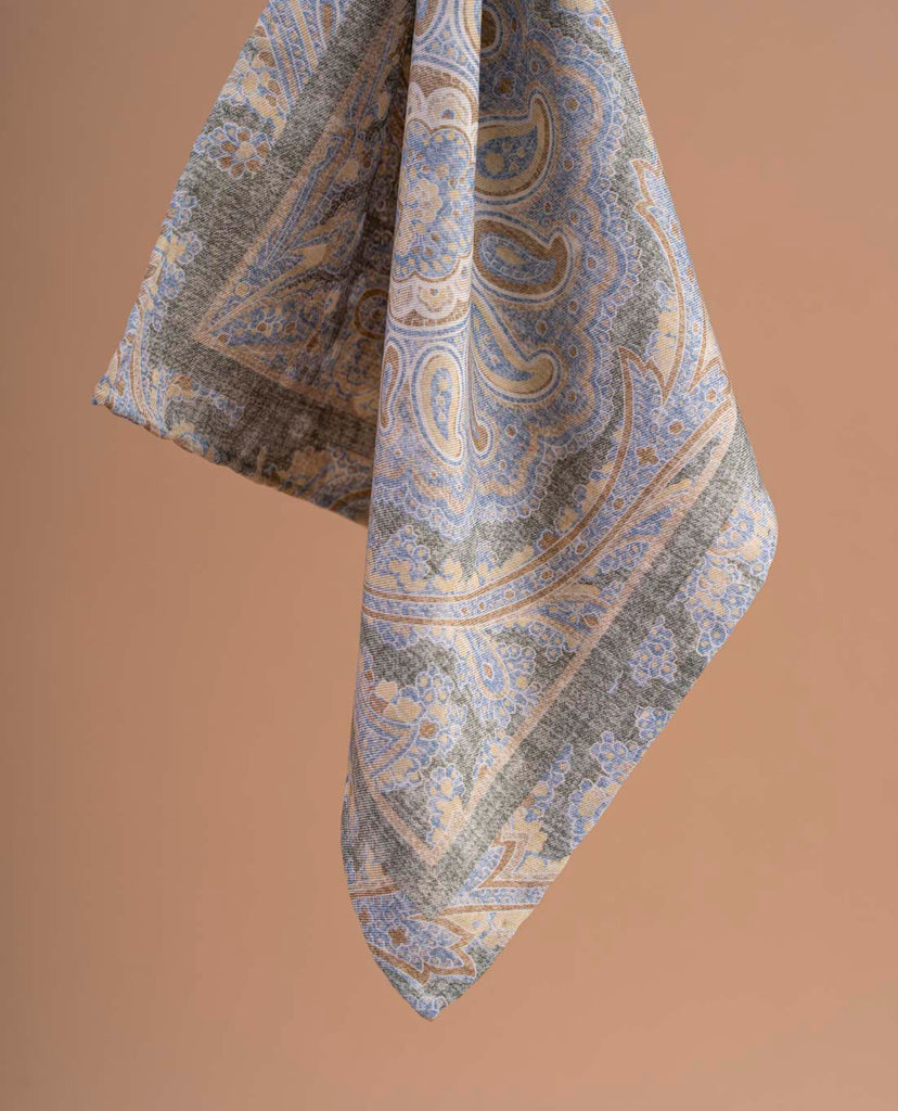 green silk cotton paisley foulard paolo albizzati