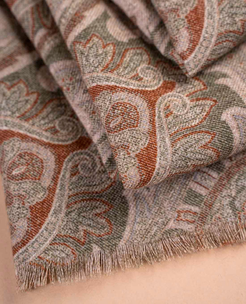green wool printed scarf per men paolo albizzati