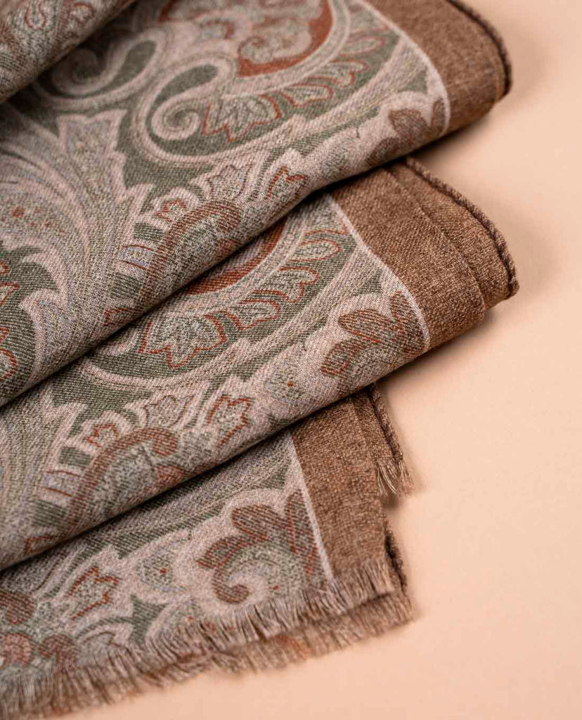 green wool printed scarf per men paolo albizzati