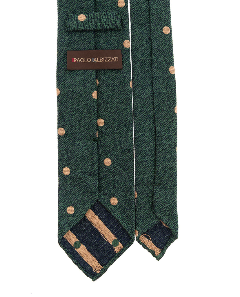 green boucle silk tie polka dots paolo albizzati 