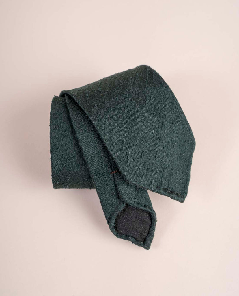 green solid woven silk tie paolo albizzati 