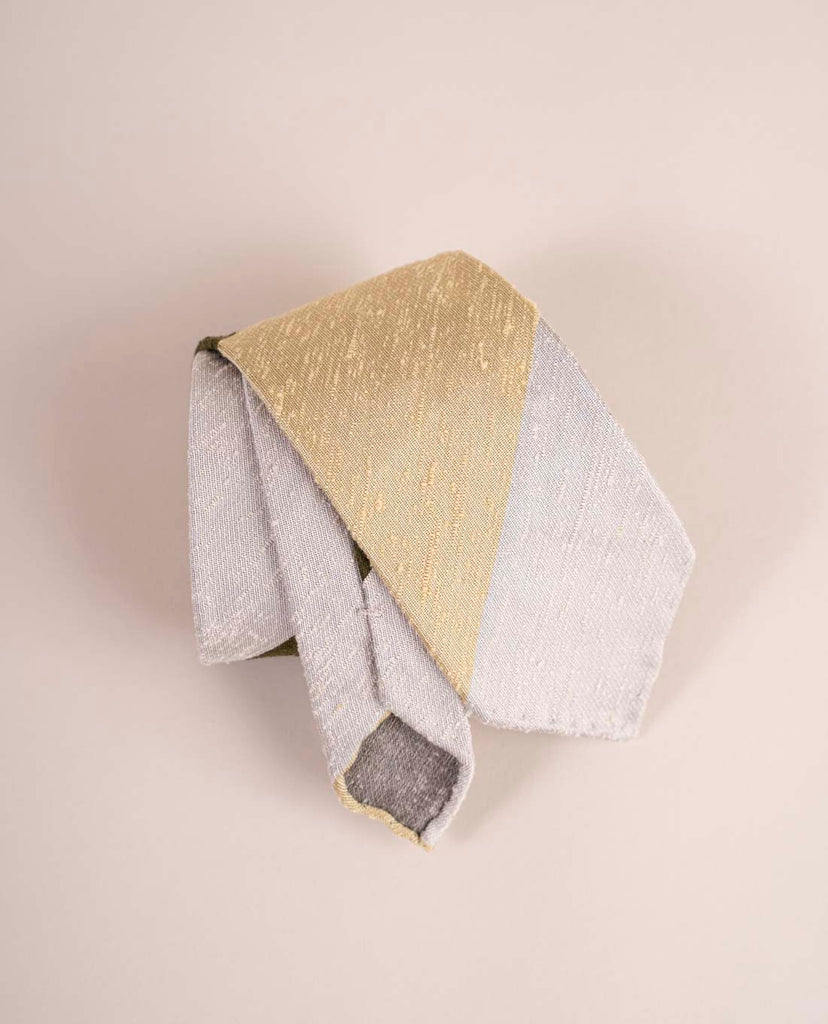 cravatta verde gialla shantung paolo albizzati 